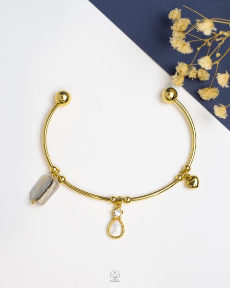 free size stone beads gold bracelet