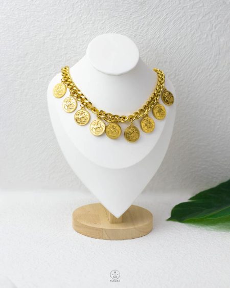 gold coin heavy necklace
