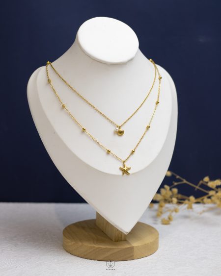 double layer gold seashell necklace