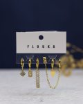 gold plated white struas earrings set