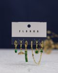 gold plated green struas earrings set