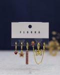gold plated pink struas earrings set