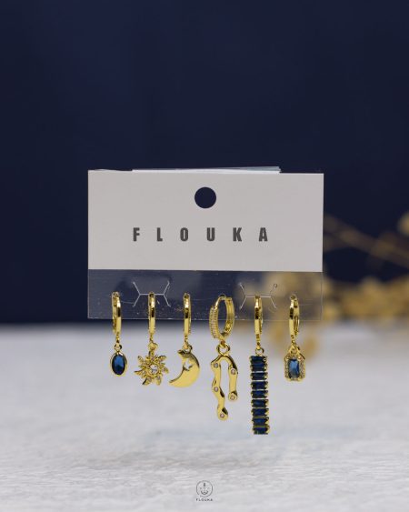 gold plated blue struas earrings set