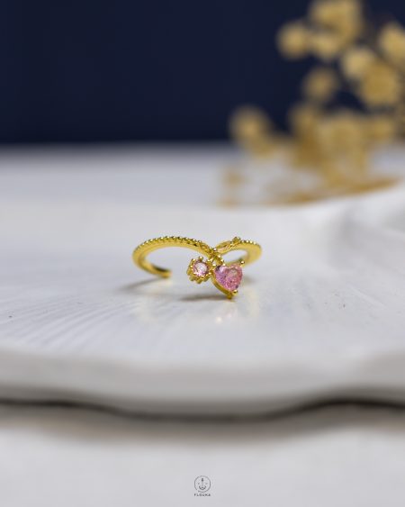 pink heart gold ring