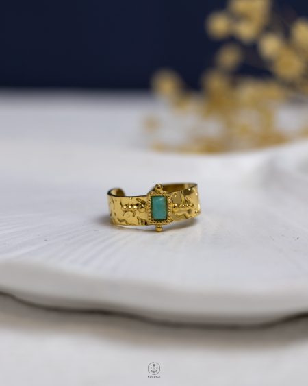 free size gold & Turquoise ring