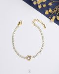 gold crystal heart tennis bracelet