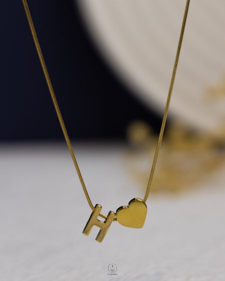 gold litter H heart necklace
