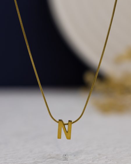 gold litter N mouse necklace