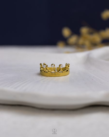 free size bearls crown gold ring