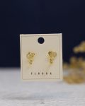 white struas heart gold earring