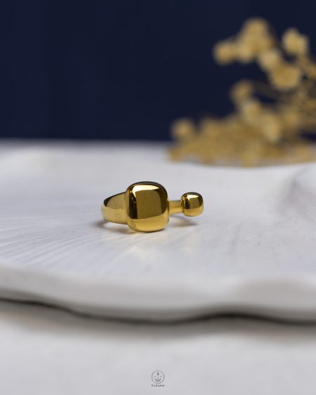 double square gold free size ring