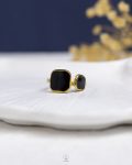 double square black rasin gold ring