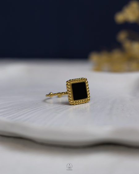 black rasin gold square ring