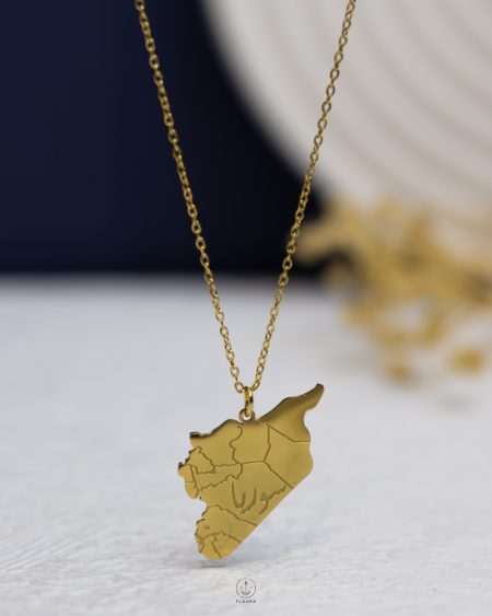 gold Syria map necklace