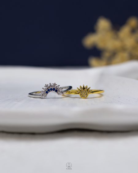 Couple sun shine gold & silver ring