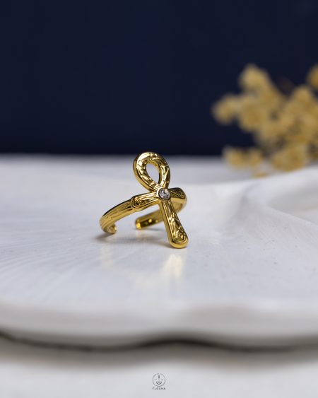 free size gold pharonic keylife ring