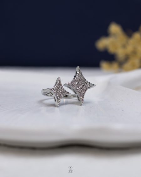 double silver space star ring
