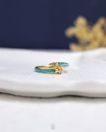 baby blue rope gold nail ring