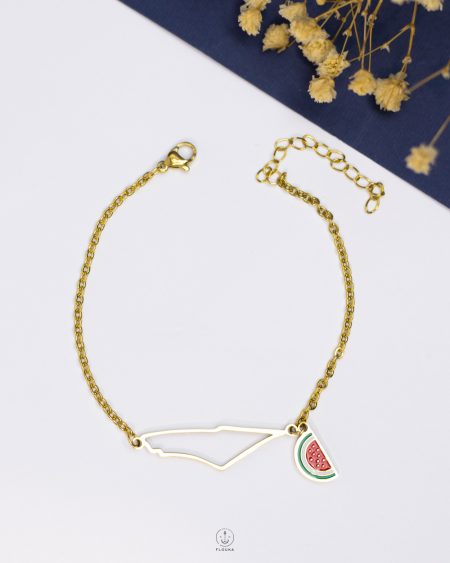 gold Palestine map watermelon bracelet
