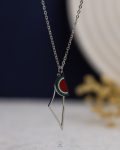 silver Palestine map & watermelon necklace