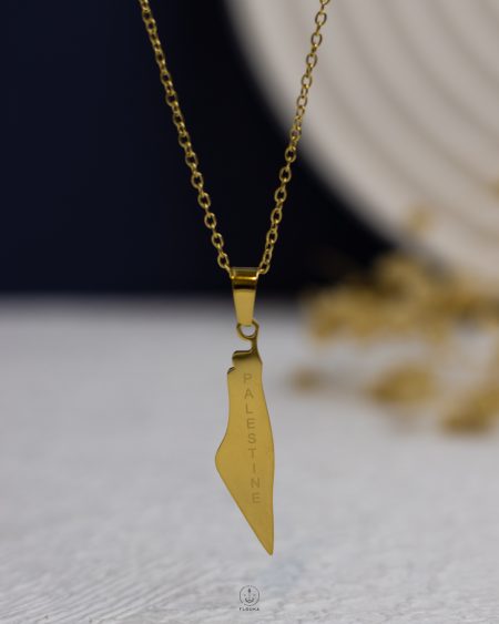 gold Palestine map necklace