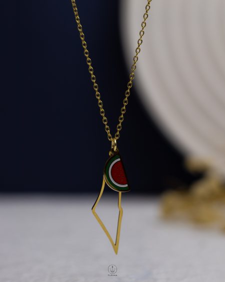 gold Palestine map necklace