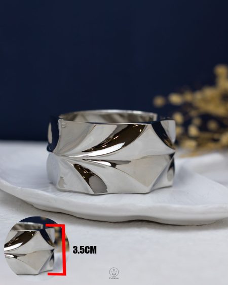 silver Crunchy paper chunky bangle