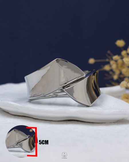 double arrow silver chunky bangle