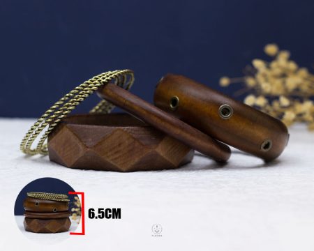 five layer brown wood gold bangle