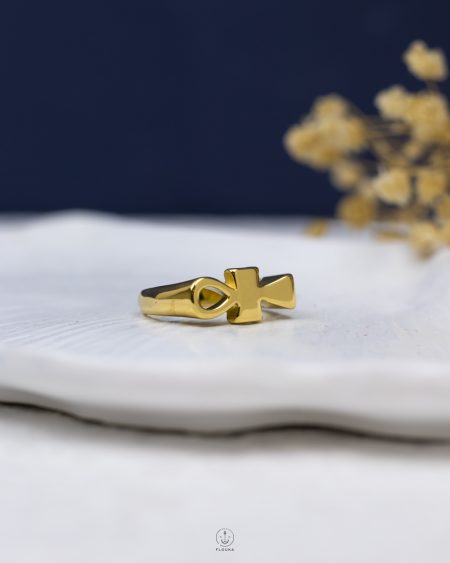 gold pharaonic key life ring