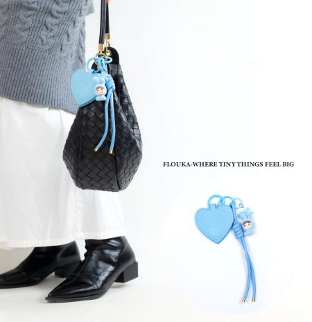 blue heart glass holder keychain