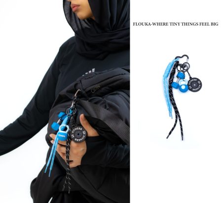 blue dumbbells keychain