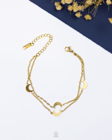 double layer gold crescent bracelet