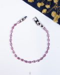 tiny pink tennis silver bracelet