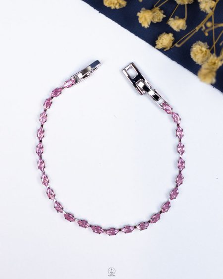 tiny pink tennis silver bracelet