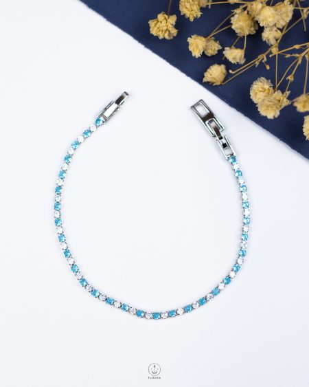mix blue & white tennis silver bracelet
