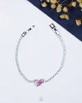 mix pink & white heart silver tennis bracelet