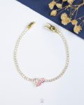 mix pink & white heart gold tennis bracelet