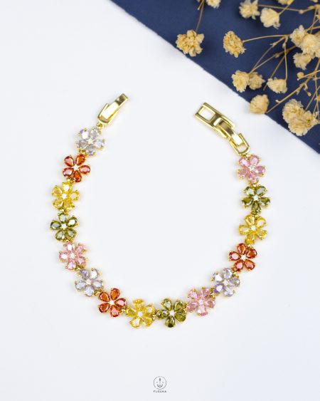 many colorfull flower gold bracelet