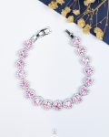 many pink heart silver straus bracelet