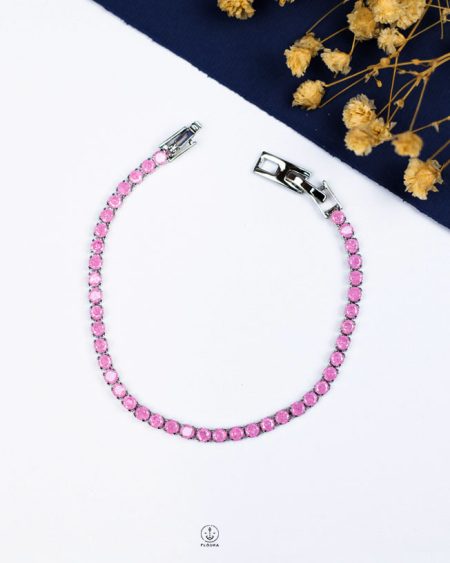 pink tennis silver bracelet
