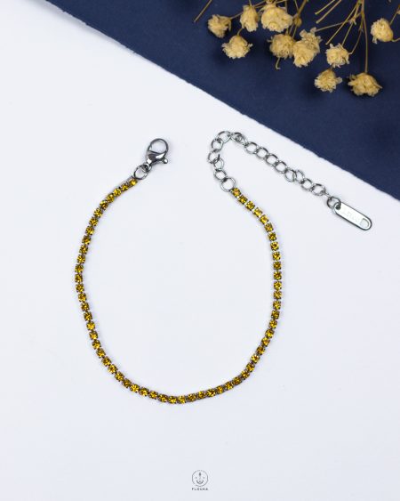 tiny gold tennis silver bracelet