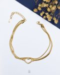 double layer trendy heart gold mouse anklet