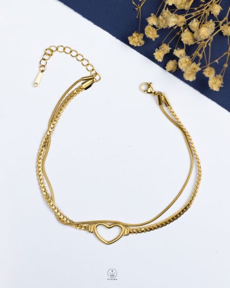 double layer trendy heart gold mouse anklet