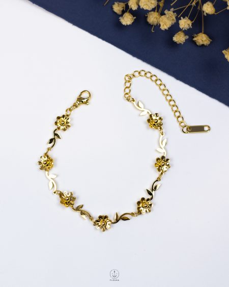many gold flowers bracelet