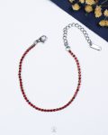 tiny red tennis silver bracelet