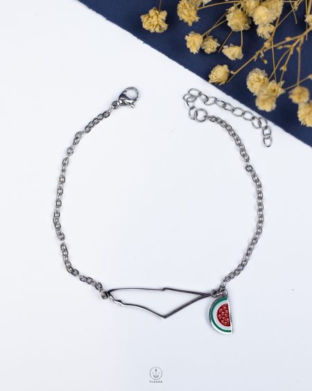 silver Palestine map watermelon bracelet