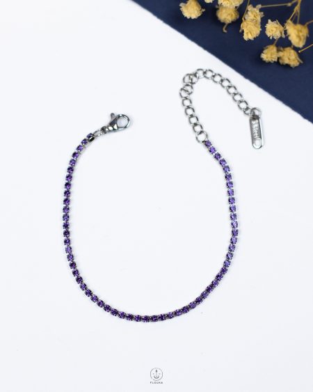 tiny purple tennis silver bracelet