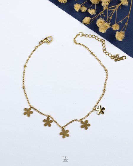 gold flowers anklet