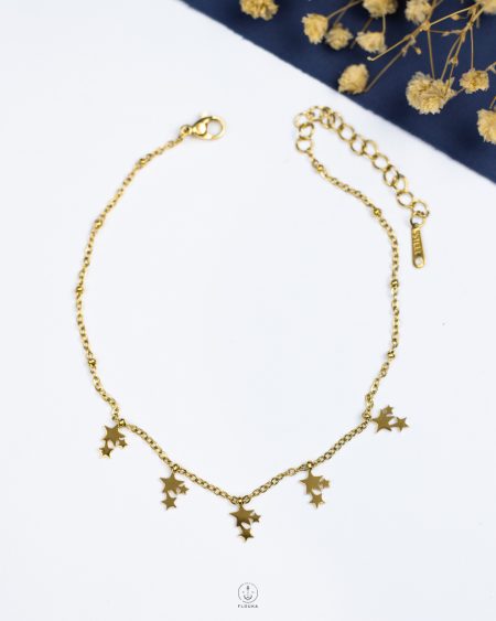 tiny gold stars anklet
